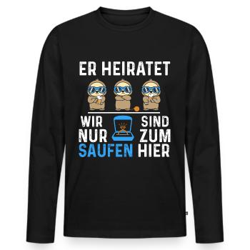 Il va se marier, on est juste là pour boire - T-shirt manches longues Premium bio Homme - noir - Devant - Nico (187cm)