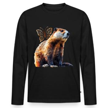 Biber - Männer Premium Bio Langarmshirt - Schwarz - Vorne - Nico (187cm)