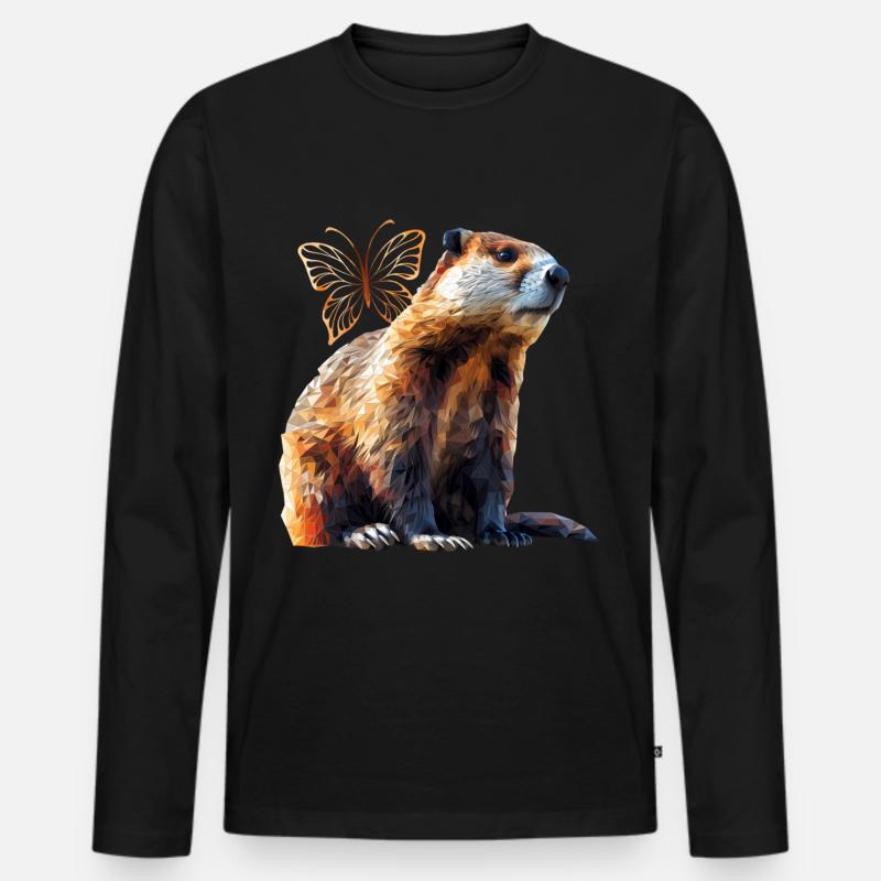 Biber - Männer Premium Bio Langarmshirt - Schwarz