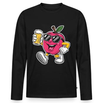 Apfel Trinken Bier - Männer Premium Bio Langarmshirt - Schwarz - Vorne - Nico (187cm)