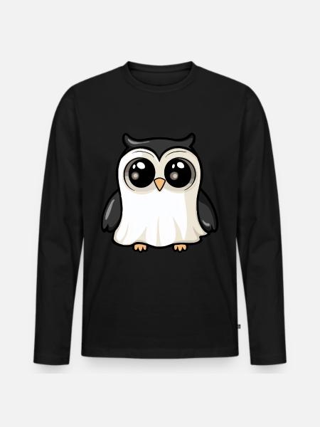 Owl Halloween Comic Ghost - Men's Premium Organic Long Sleeve Shirt - black