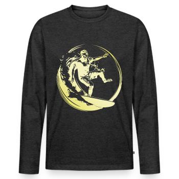 Surfer Man - Men's Premium Organic Long Sleeve Shirt - heather anthracite - Front - Nico (187cm)