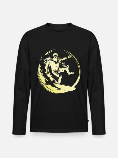 Surfer Man - Men's Premium Organic Long Sleeve Shirt - black