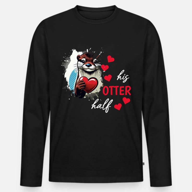 Otter half liebe geschenk - Männer Premium Bio Langarmshirt - Schwarz