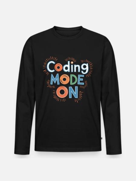Coding Mode On 15 - Männer Premium Bio Langarmshirt - Schwarz