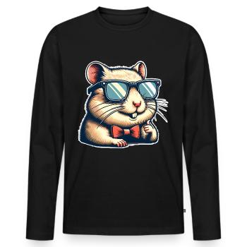 Hamster - Männer Premium Bio Langarmshirt - Schwarz - Vorne - Nico (187cm)