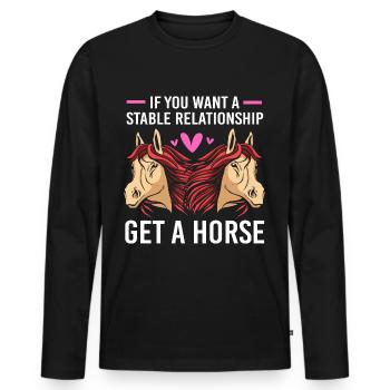 Courses de chevaux - T-shirt manches longues Premium bio Homme - noir - Devant - Nico (187cm)
