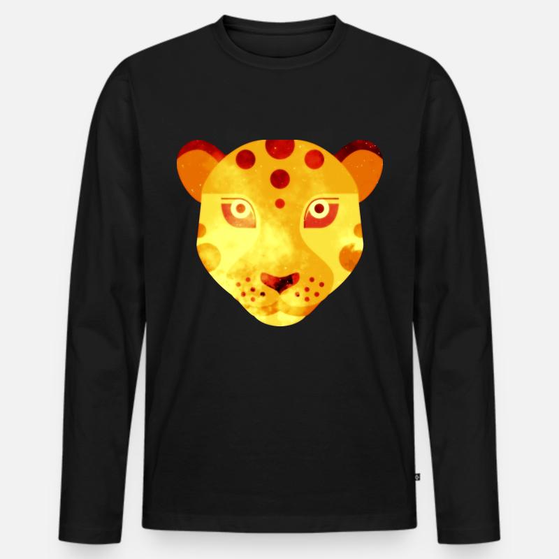 Leopard - Männer Premium Bio Langarmshirt - Schwarz