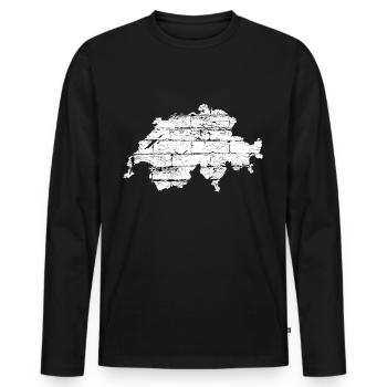 Switzerland - Men's Premium Organic Long Sleeve Shirt - black - Front - Nico (187cm)