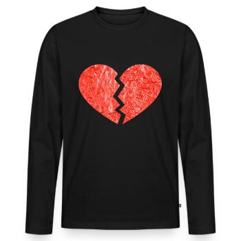 Cœur brisé - T-shirt manches longues Premium bio Homme - noir - Devant - Nico (187cm)