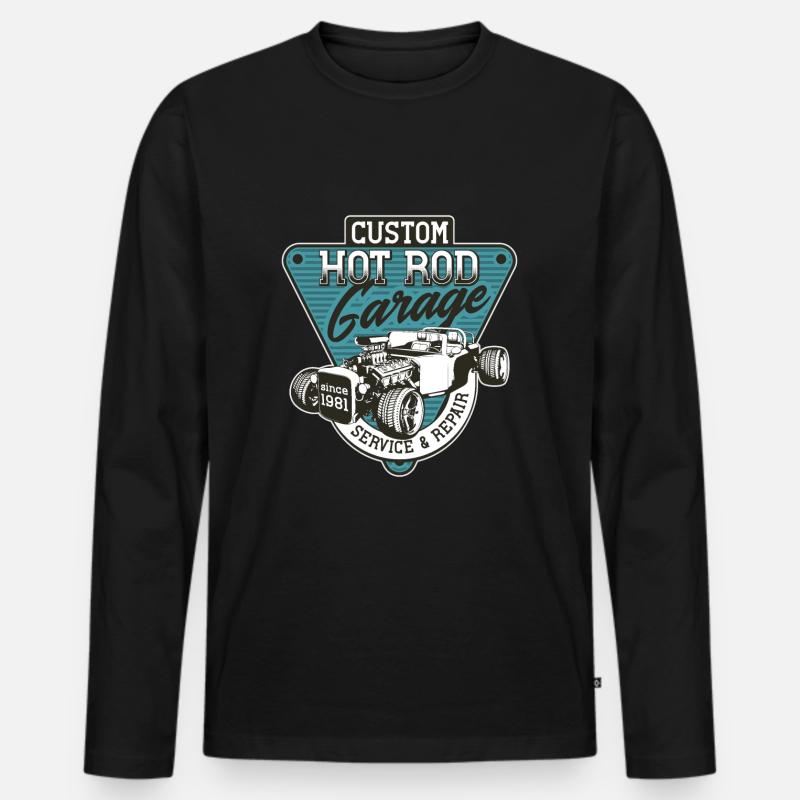 Hot Rod - Klassische Rennautos - dunkel - Männer Premium Bio Langarmshirt - Schwarz