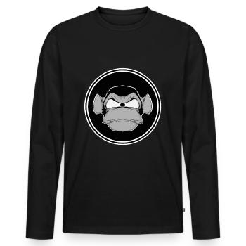 Chimpanzee Monkey Funny Comic Comicstyle Gaming - Men's Premium Organic Long Sleeve Shirt - black - Front - Nico (187cm)