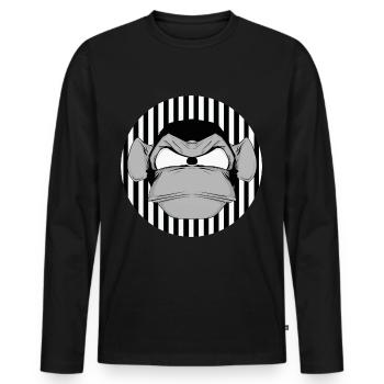 Chimpanzee Monkey Funny Comic Comicstyle Gaming - Men's Premium Organic Long Sleeve Shirt - black - Front - Nico (187cm)