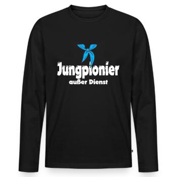 Jungpionier mit Halstuch - Männer Premium Bio Langarmshirt - Schwarz - Vorne - Nico (187cm)