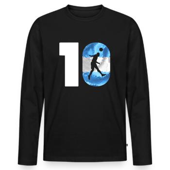 Football player number 10 Argentina - Men's Premium Organic Long Sleeve Shirt - black - Front - Nico (187cm)