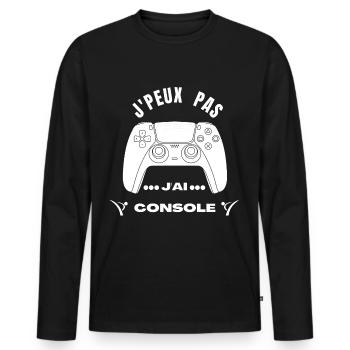 J’peu Pas j’Ai Console - T-shirt manches longues Premium bio Homme - noir - Devant - Nico (187cm)
