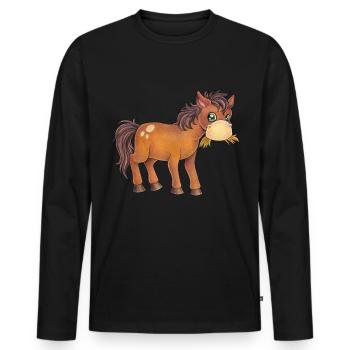 Niedliches Pferd Geschenk Kind Geburtstag - Männer Premium Bio Langarmshirt - Schwarz - Vorne - Nico (187cm)