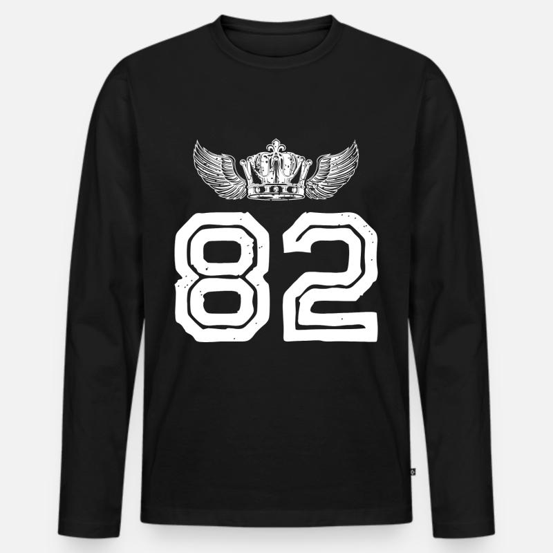 82 Zahl Krone - Männer Premium Bio Langarmshirt - Schwarz