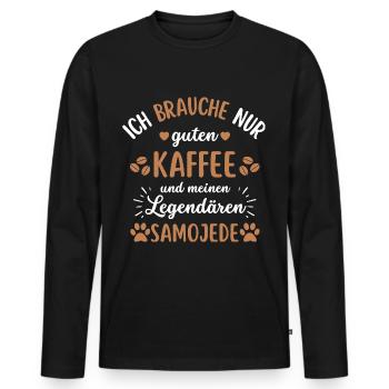 Samojede Kaffee Hund Cafe - Männer Premium Bio Langarmshirt - Schwarz - Vorne - Nico (187cm)