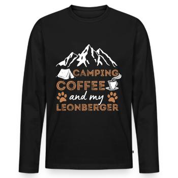 Leonberger Coffee Camping Dog Cafe - Men's Premium Organic Long Sleeve Shirt - black - Front - Nico (187cm)