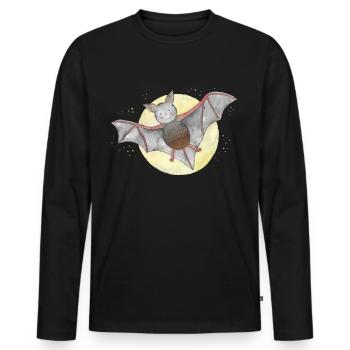 Dents de vampire de chauve-souris - T-shirt manches longues Premium bio Homme - noir - Devant - Nico (187cm)