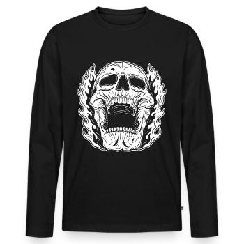 Skull Skull Horror Squelette Halloween Métal - T-shirt manches longues Premium bio Homme - noir - Devant - Nico (187cm)