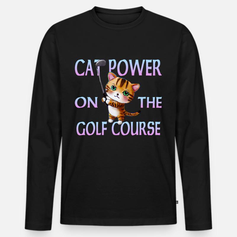 Golf Katze - Männer Premium Bio Langarmshirt - Schwarz