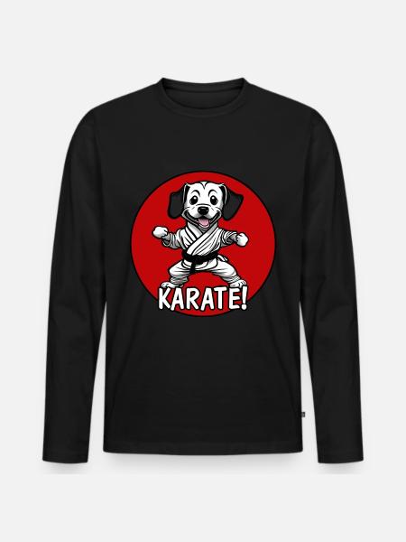 Karate Dog - Men's Premium Organic Long Sleeve Shirt - black