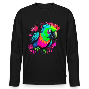 Perroquet dans le style graffiti - T-shirt manches longues Premium bio Homme - noir - Devant - Nico (187cm)