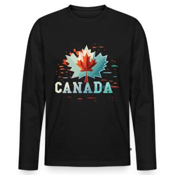 Le Canada en rouge et blanc - T-shirt manches longues Premium bio Homme - noir - Devant - Nico (187cm)