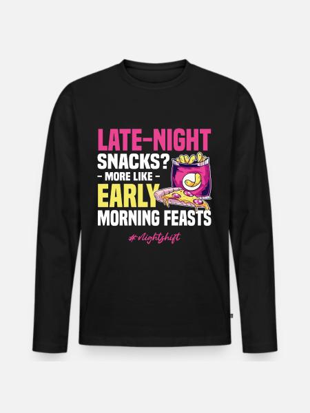 Nachtschicht Sprüche | Nachtarbeiter Geschenkidee - Männer Premium Bio Langarmshirt - Schwarz