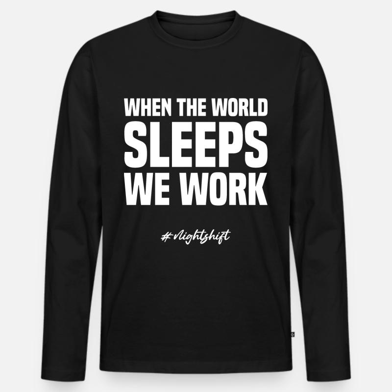 Nachtarbeiter - Männer Premium Bio Langarmshirt - Schwarz