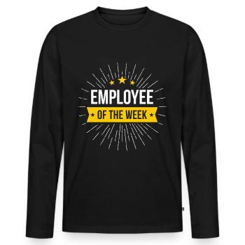 Employé de la semaine - T-shirt manches longues Premium bio Homme - noir - Devant - Nico (187cm)