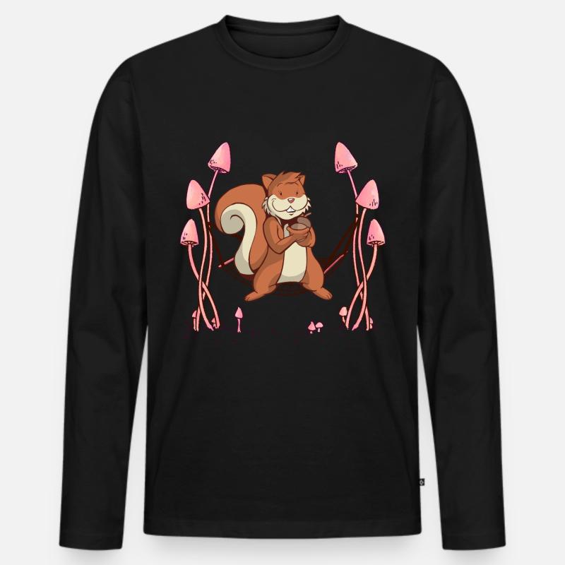 Eichhörnchen Waldtiere Hängematte. - Männer Premium Bio Langarmshirt - Schwarz