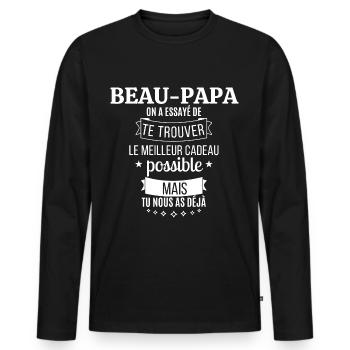 T-shirt Beau-Papa - T-shirt manches longues Premium bio Homme - noir - Devant - Nico (187cm)