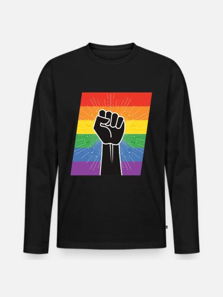 LGBTQ Rights Fist - Men's Premium Organic Long Sleeve Shirt - black