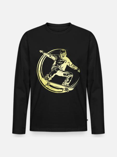 Skateboarding Man Skateboard - Men's Premium Organic Long Sleeve Shirt - black