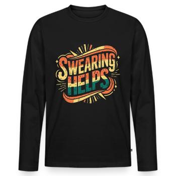 Swearing Helps 10 - Männer Premium Bio Langarmshirt - Schwarz - Vorne - Nico (187cm)