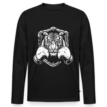 Tiger Boxer Fighter - T-shirt manches longues Premium bio Homme - noir - Devant - Nico (187cm)