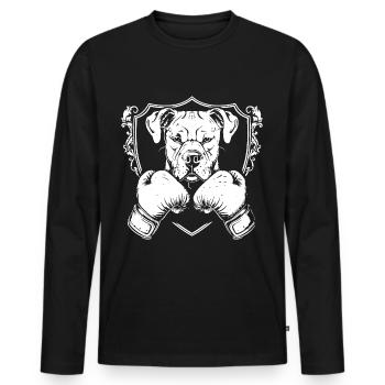 Hund Boxer Fighter - Männer Premium Bio Langarmshirt - Schwarz - Vorne - Nico (187cm)