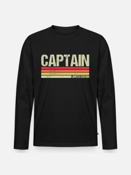 Captain - Men's Premium Organic Long Sleeve Shirt - black