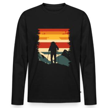Wandern Berge Vintage Wanderer Vatertag - Männer Premium Bio Langarmshirt - Schwarz - Vorne - Nico (187cm)