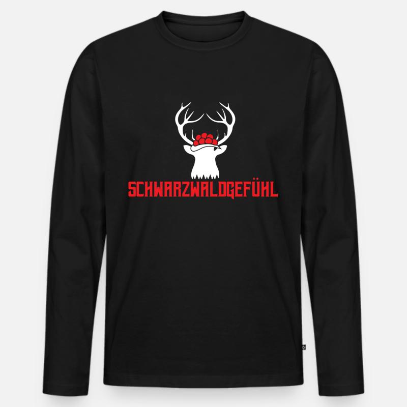 Schwarzwald Gefühl Hirschgeweih - Männer Premium Bio Langarmshirt - Schwarz