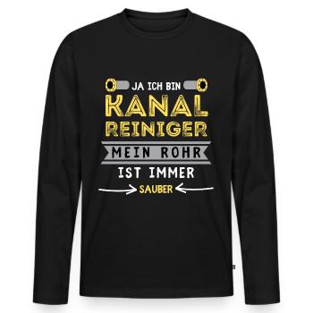 KANALREINIGER Spruch zur Kanalreinigung - Männer Premium Bio Langarmshirt - Schwarz - Vorne - Nico (187cm)