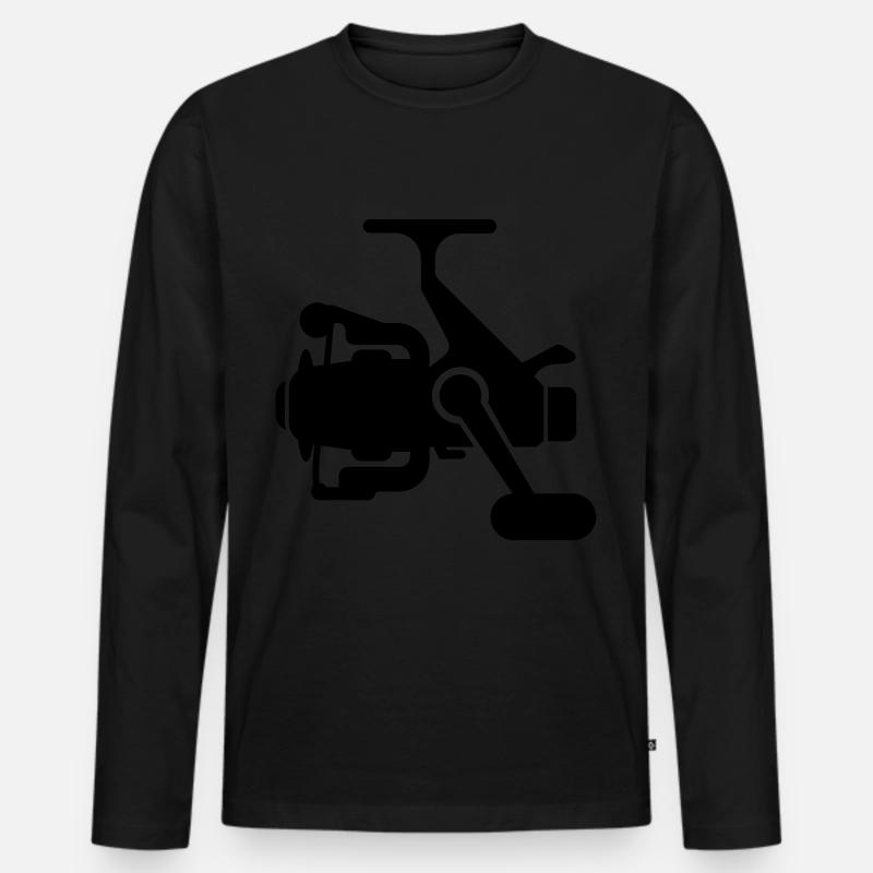 Angelrolle Symbol icon - Männer Premium Bio Langarmshirt - Schwarz