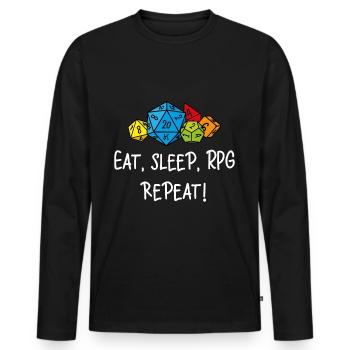 Eat, sleep, RPG, repeat - Men's Premium Organic Long Sleeve Shirt - black - Front - Nico (187cm)