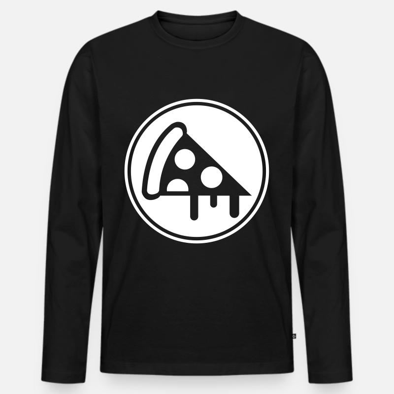 Pizza Icon Silhouette - Männer Premium Bio Langarmshirt - Schwarz