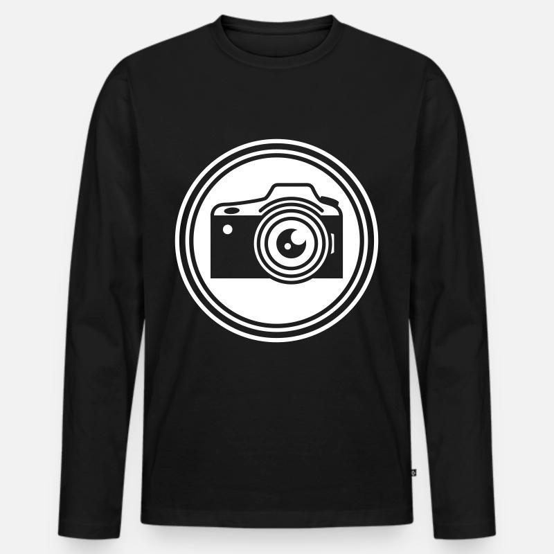 Kamera Silhouette icon - Männer Premium Bio Langarmshirt - Schwarz