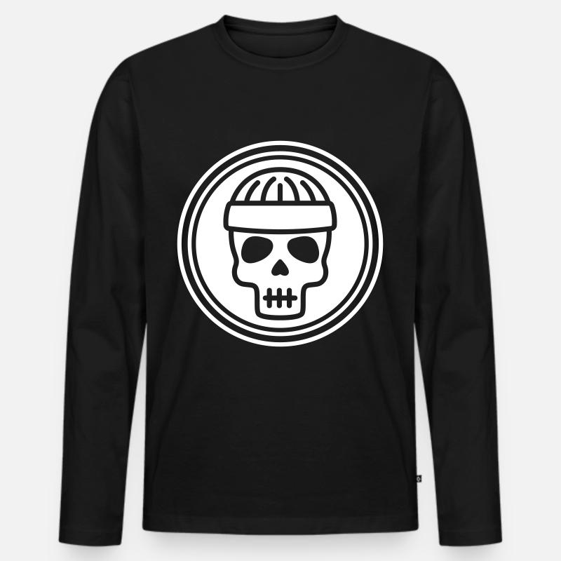 Skull kopf icon - Männer Premium Bio Langarmshirt - Schwarz