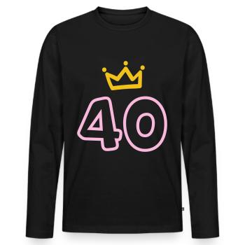 40. Geburtstag Krone Geschenk - Männer Premium Bio Langarmshirt - Schwarz - Vorne - Nico (187cm)